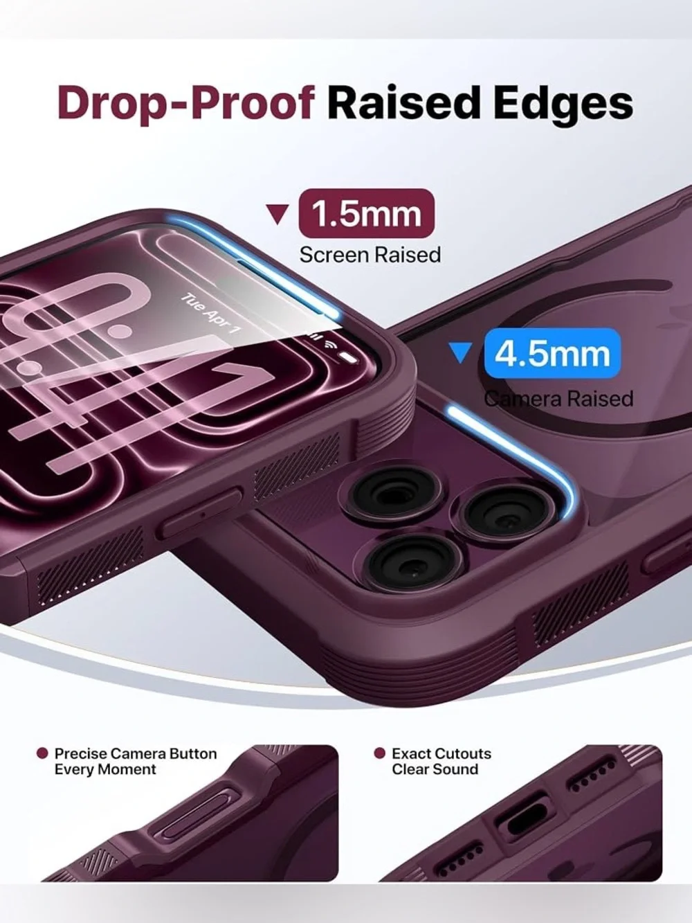 Magnetic for iPhone 18 Pro Case with Screen Protector, Burgundy